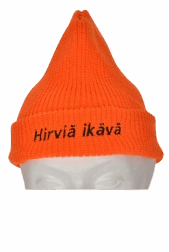 Direktiivi Pipo, Oranssi Neulepipo - Akryyli, 'Hirviä Ikävä' Brodeeraus