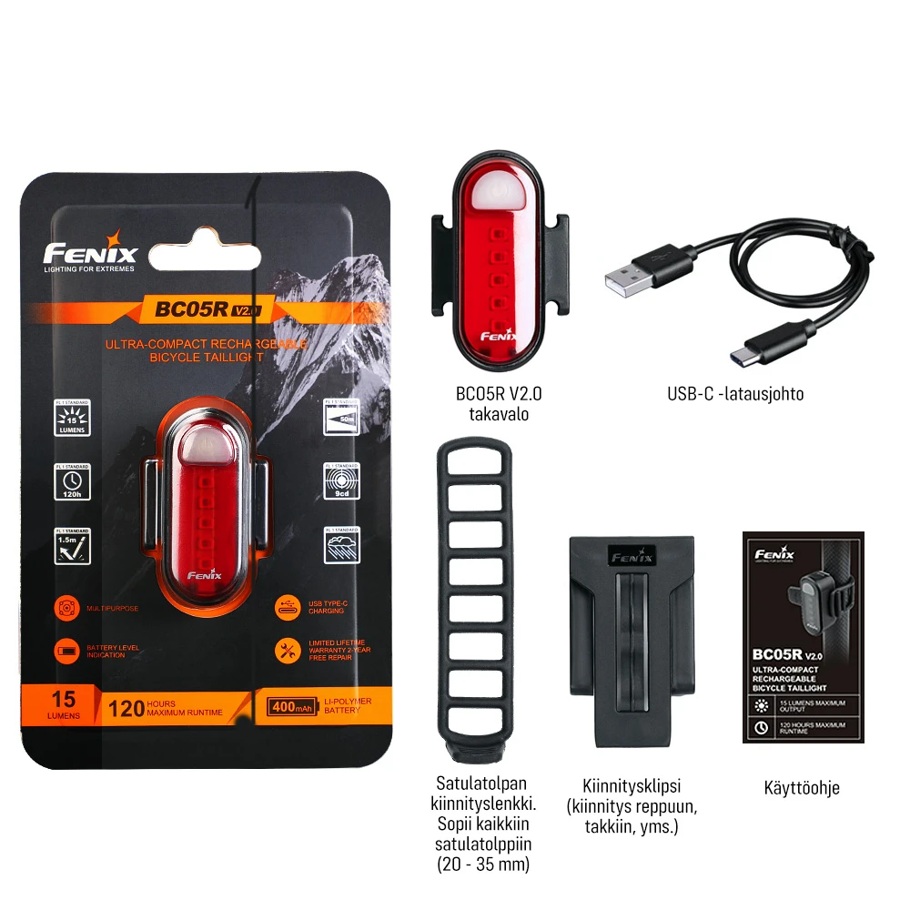 Fenix BC05R V2.0 15lm Pyörän Takavalo - Image 5